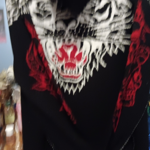 ED HARDY NWT Hooded Wool Blend Knit Sweater Cardigan Vintage Zip Up Lion. L - Picture 9 of 15